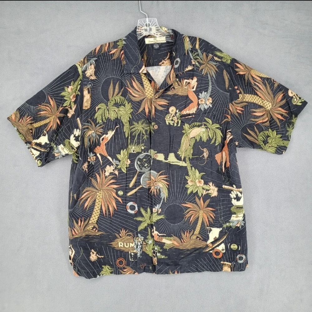Tommy Bahama Hawaiian Men Short Sleeve Button Silk Shirt Size M